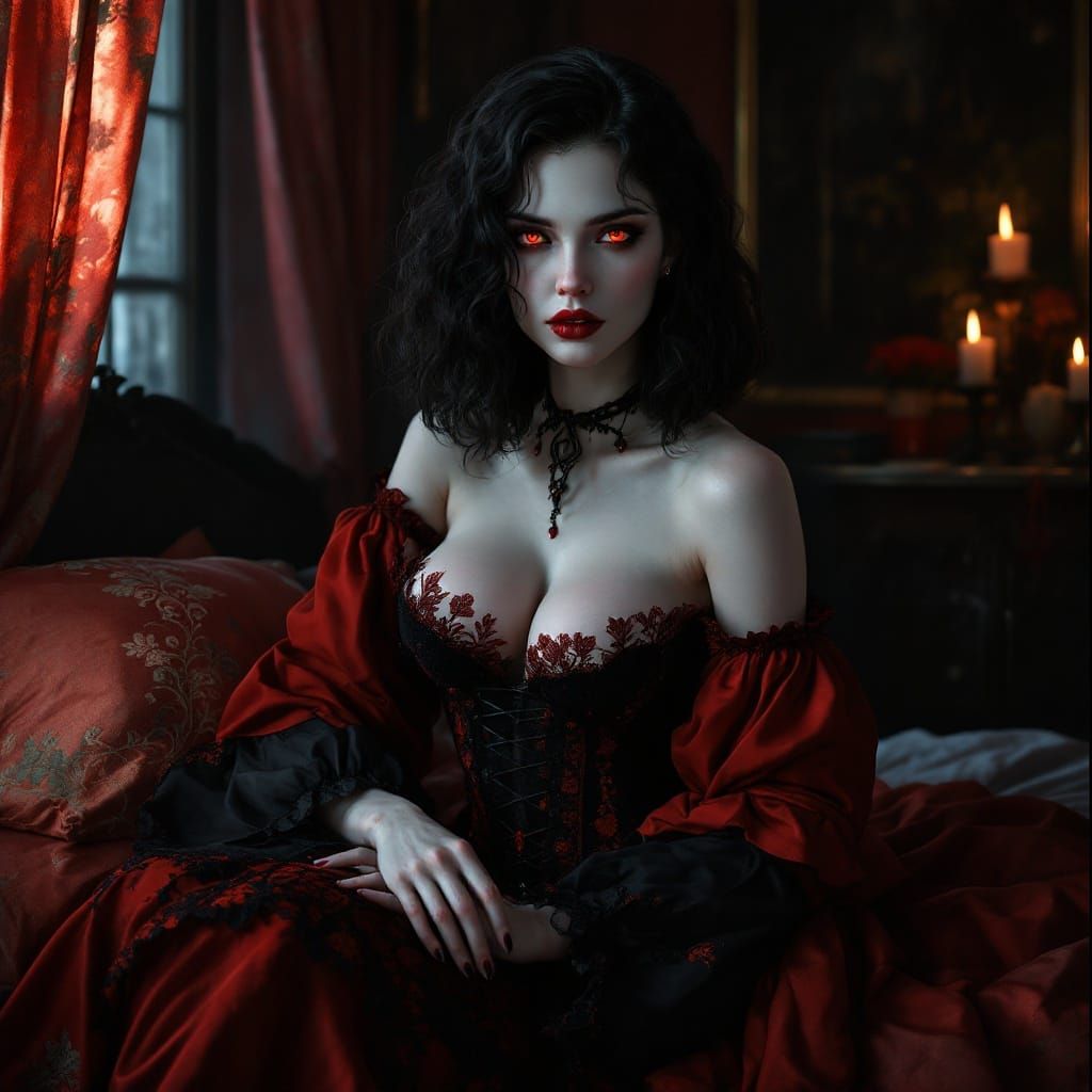Ethereal Vampiress in Tudor Splendor