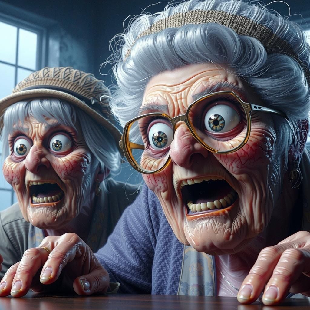 Startled Elderly Woman in Hyperrealistic 8K Detail
