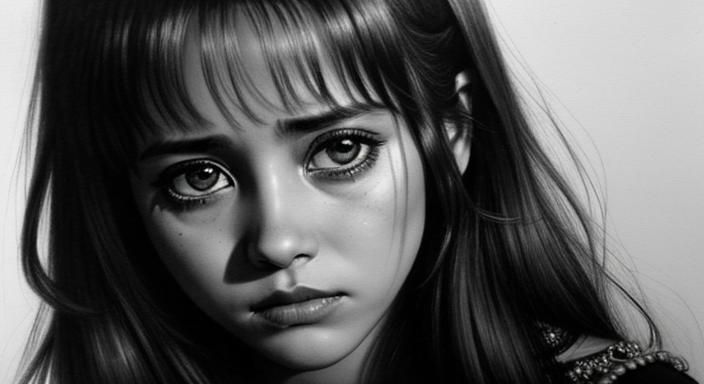 Expressive Charcoal Drawing of a Sorrowful Figure