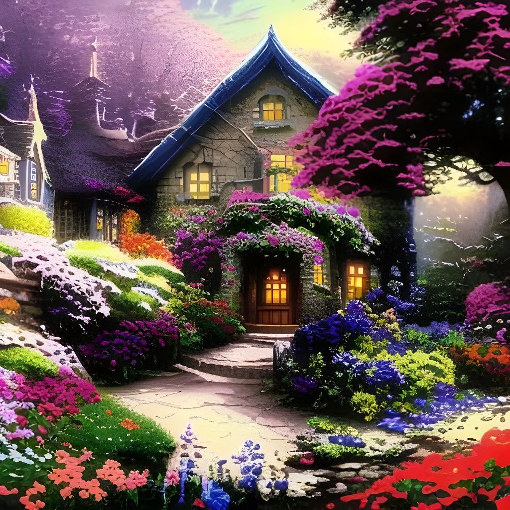 Ethereal Flower House in Kinkade Style