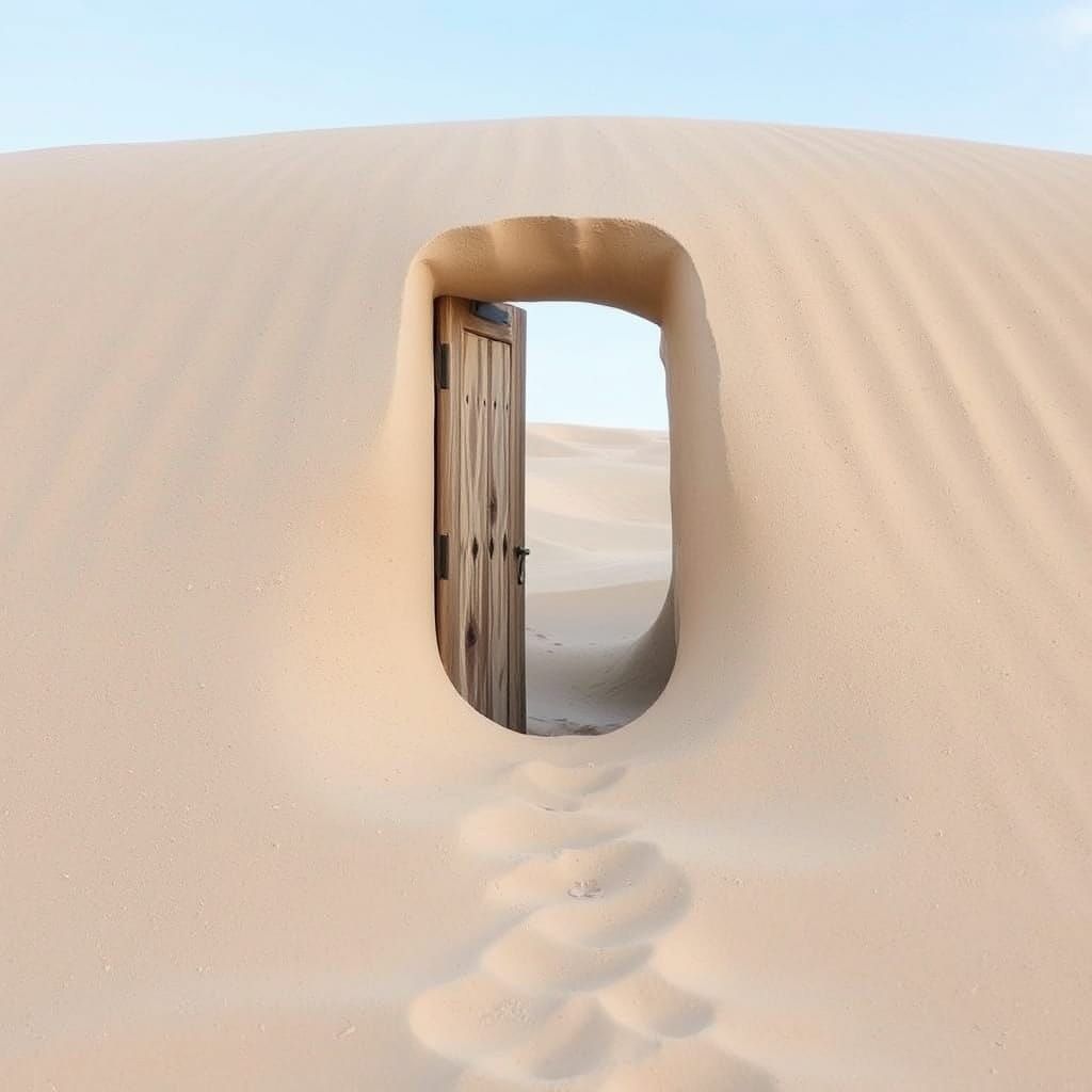 Surreal Doorway in a Desert Landscape