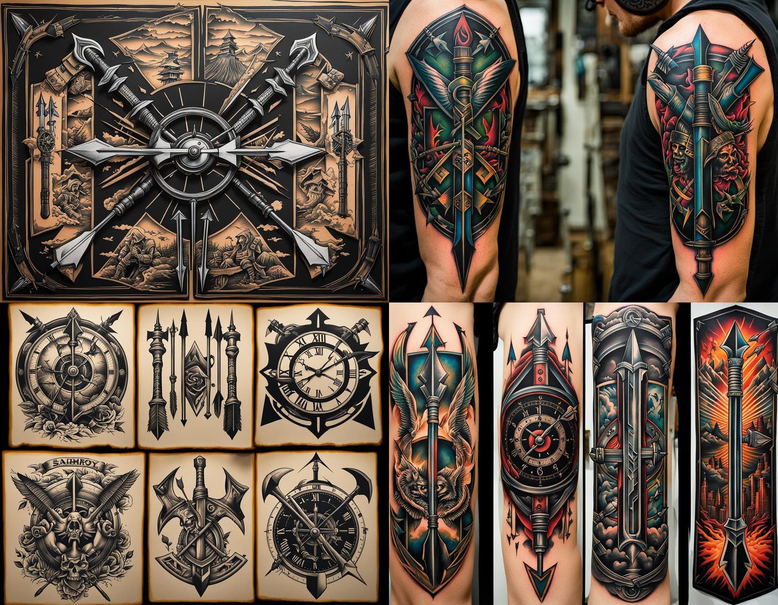 Triptych Tattoo Design with Literary Themes