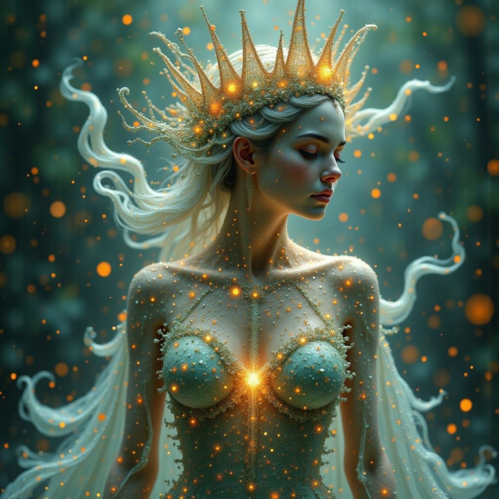 Vibrant Painterly Portrait of a Green Apple