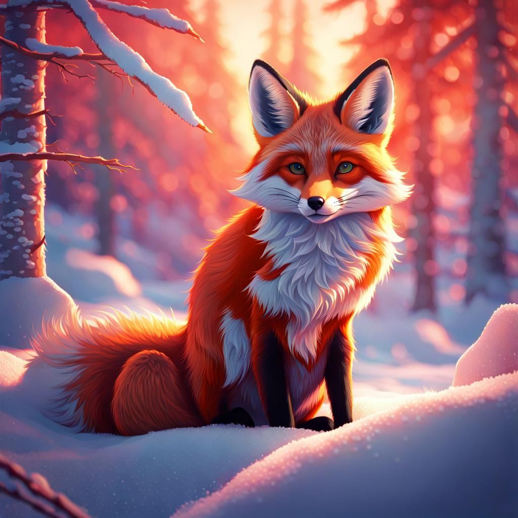 Fox in Snow: A Digital Painting