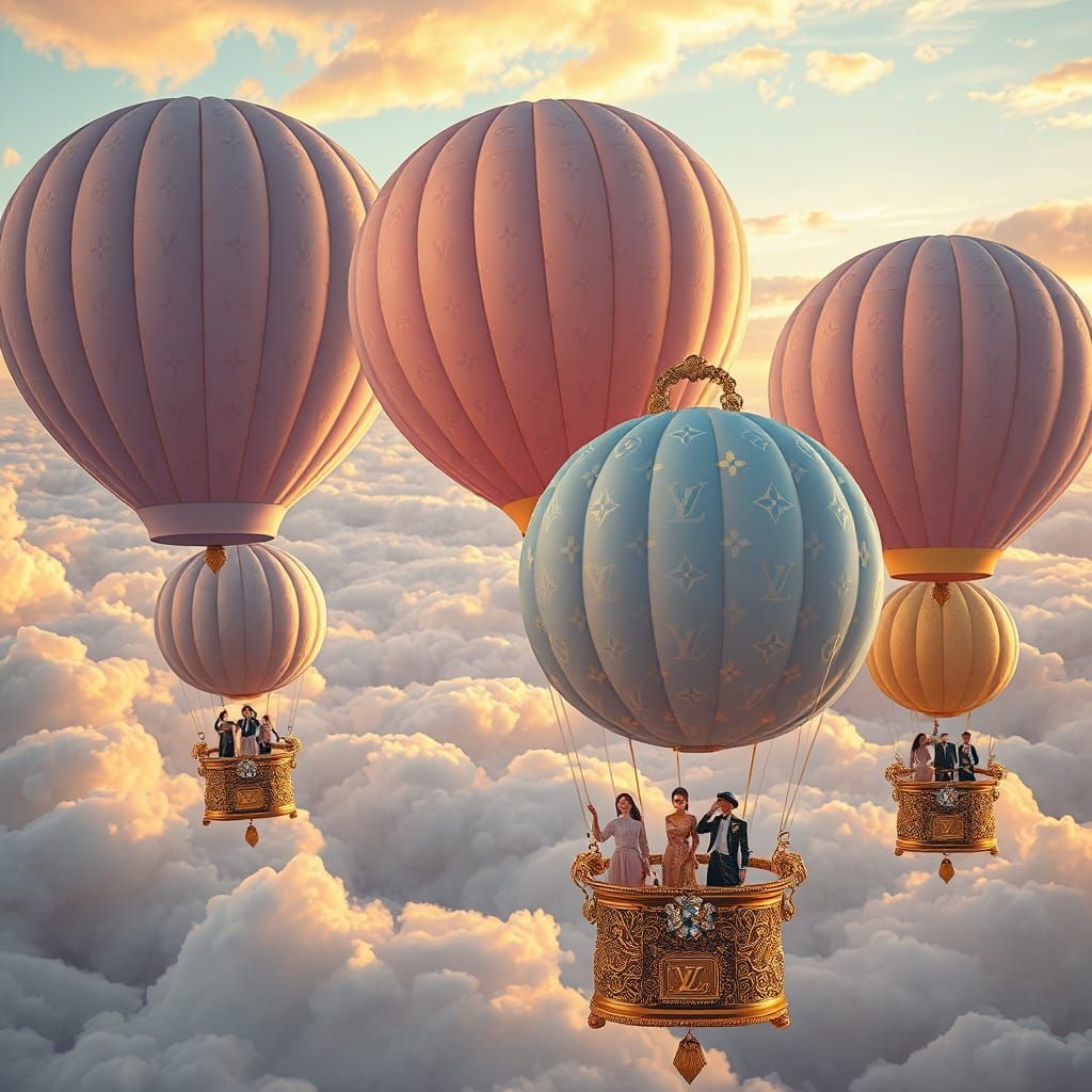 Balloons Shaped Like Handbags in Dreamy Sky