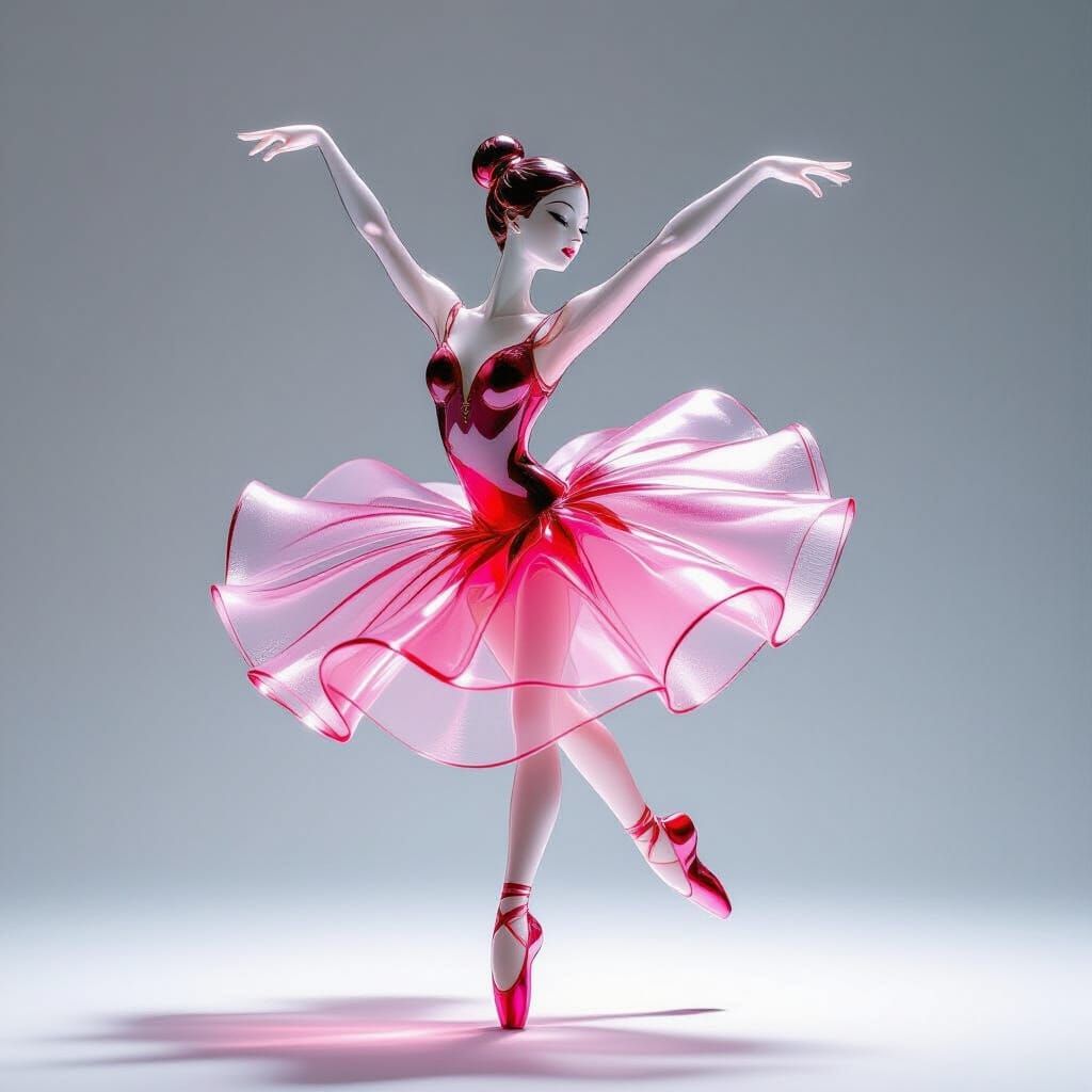 Delicate Blown Glass Ballerina Sculpture in Pink