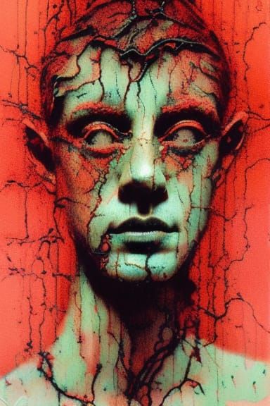 Chameleon Portrait in Fantasycore Stained Glass Style