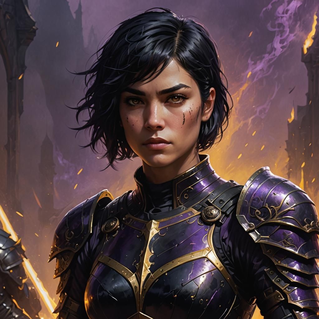 Armored Warrior Woman in Dark Fantasy Style
