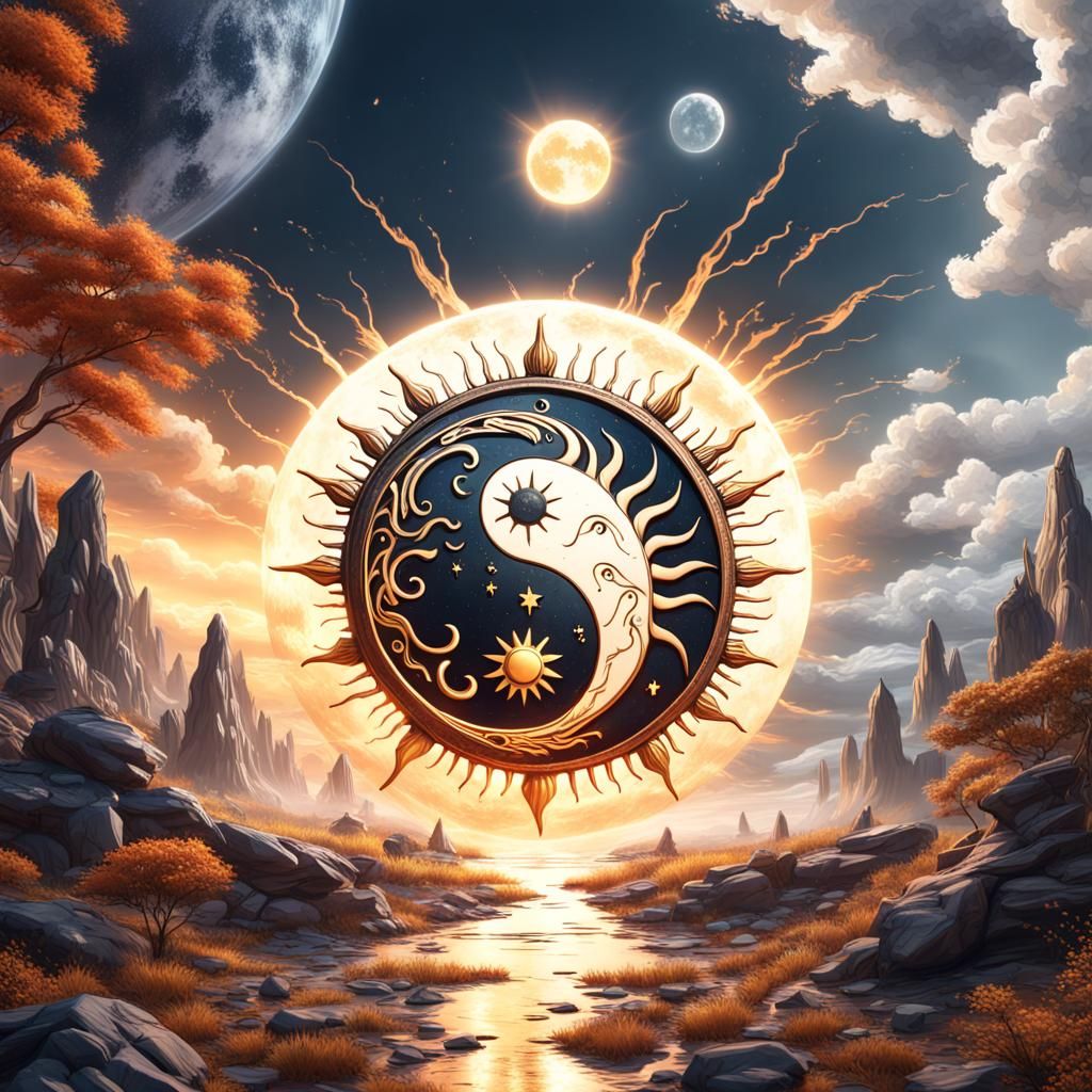 Sacred Sun and Moon Yin Yang: Fantasy Art