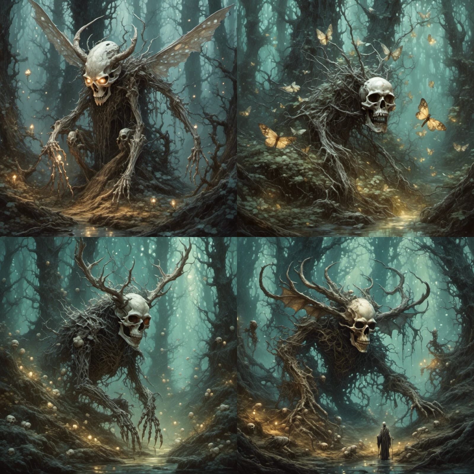Moth Creature in Haunted Forest Illustration