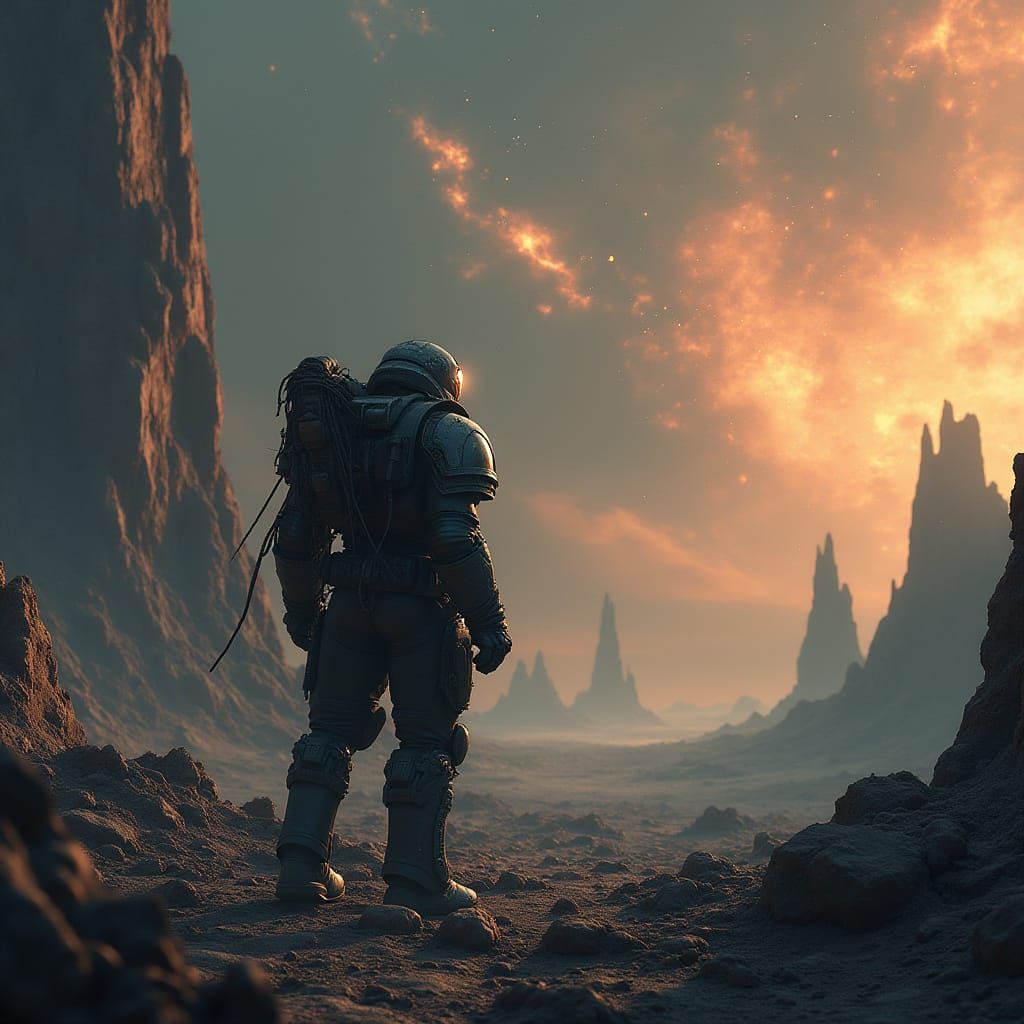 Grimdark Space Marine on Alien World