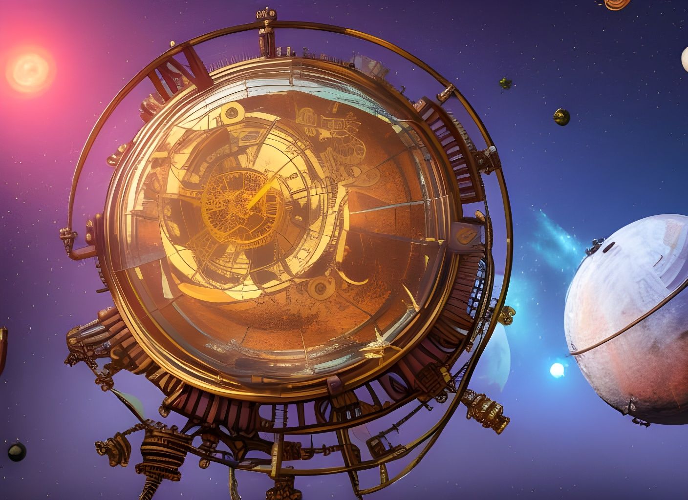 Steampunk Clockwork in Space with Nebula