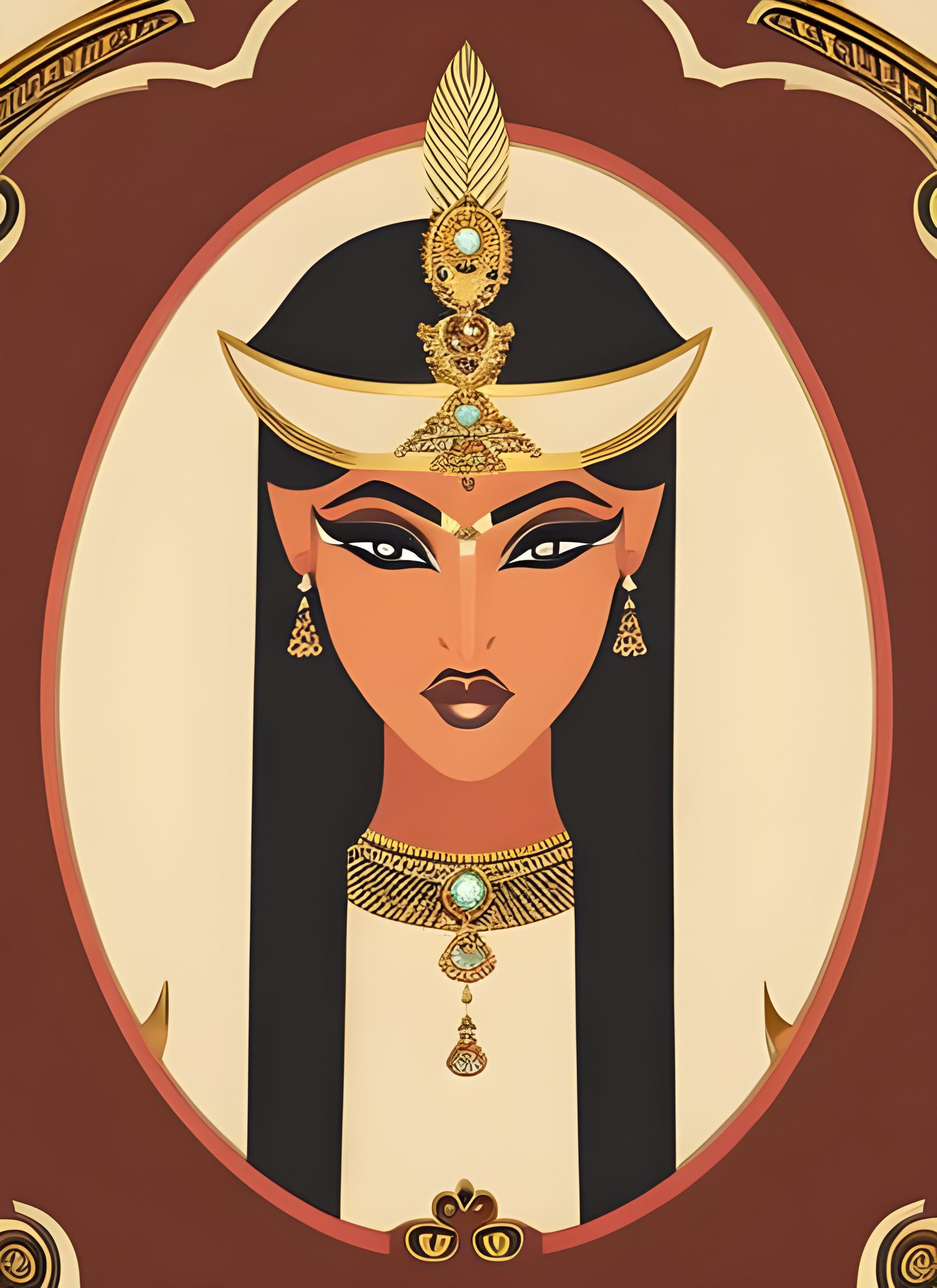 Egyptian Queen Portrait in Storybook Illustration Style
