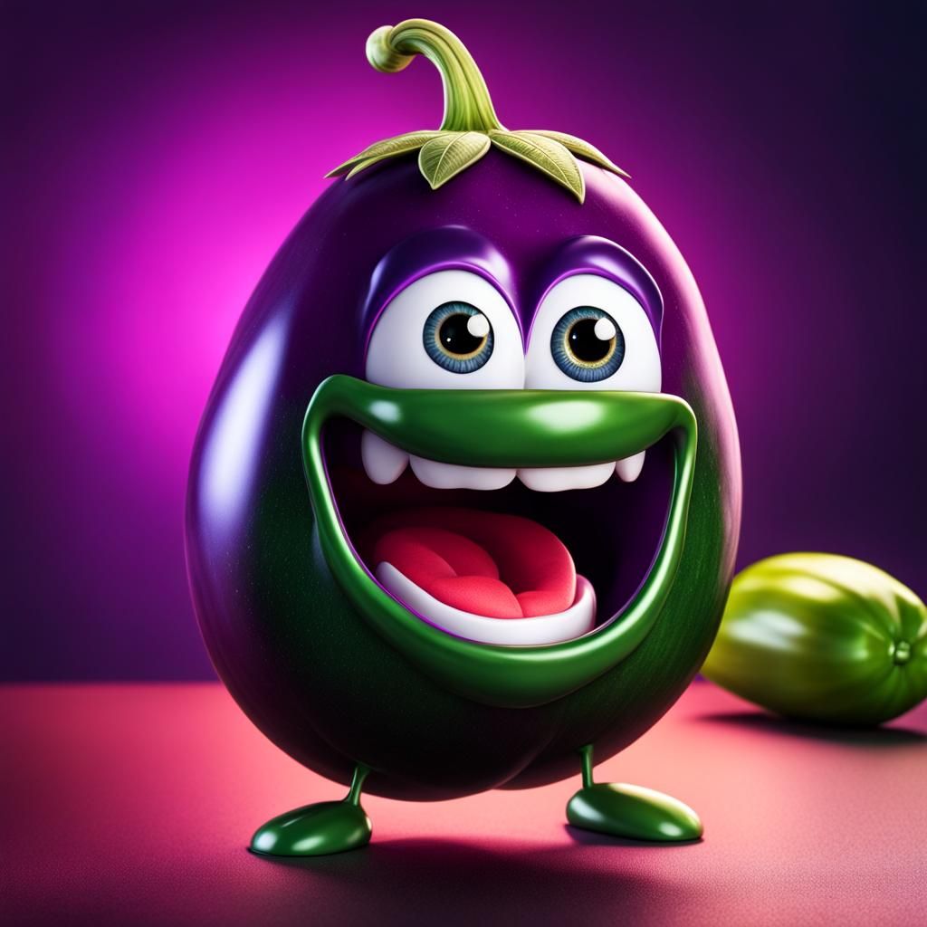 Adorable Eggplant Character in Fantasy Concept Art