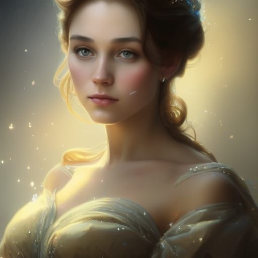 Cinderella and her glass slipper, head and shoulders portrai...