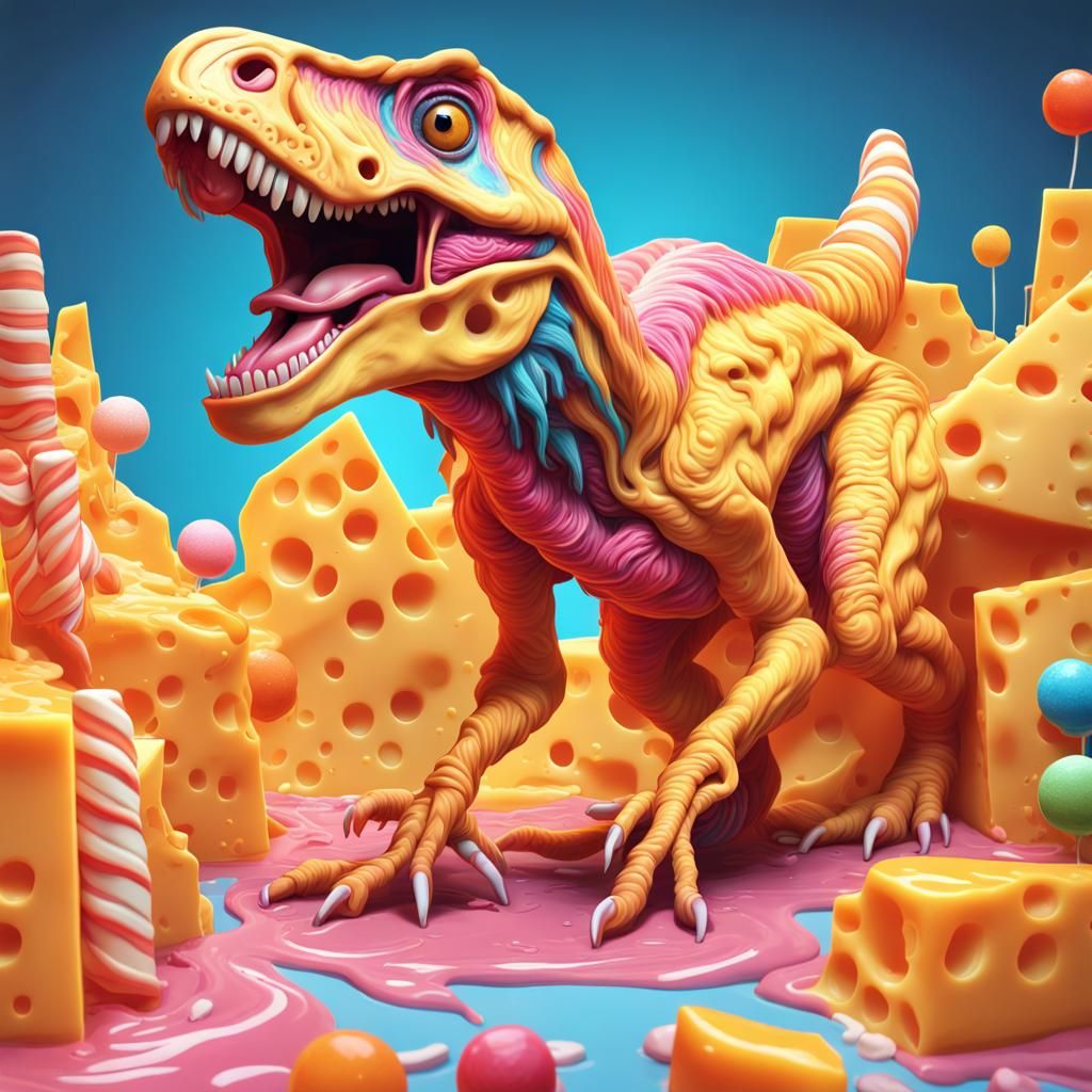 Raptor made of really melted cheese