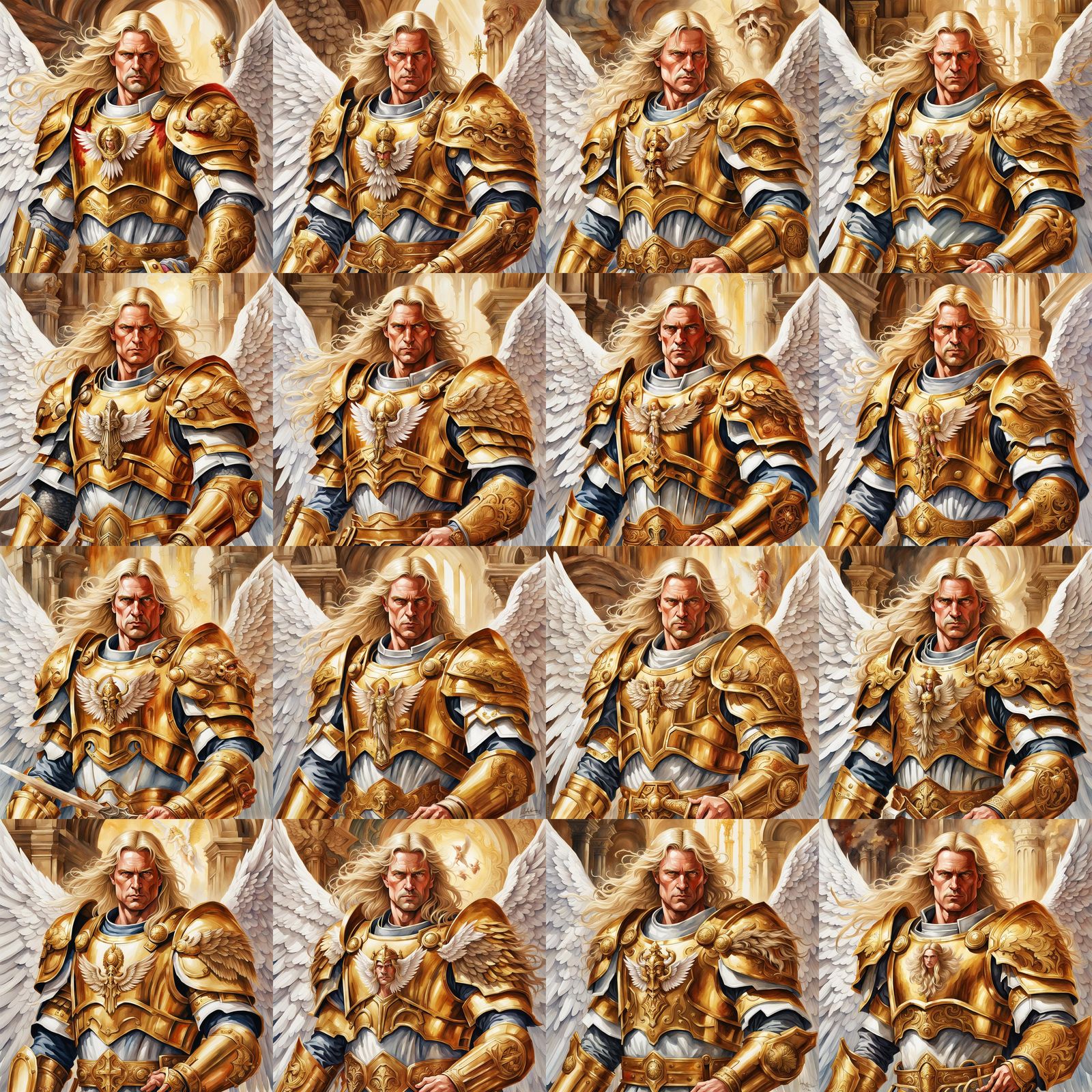 Renaissance Watercolor of Saint with Golden Armor