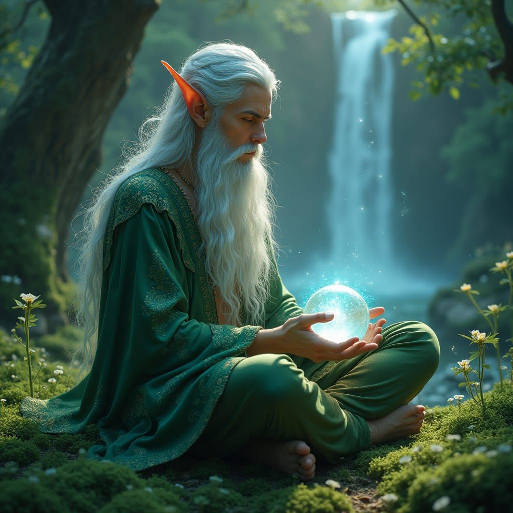 Mystical Elf in Enchanted Forest