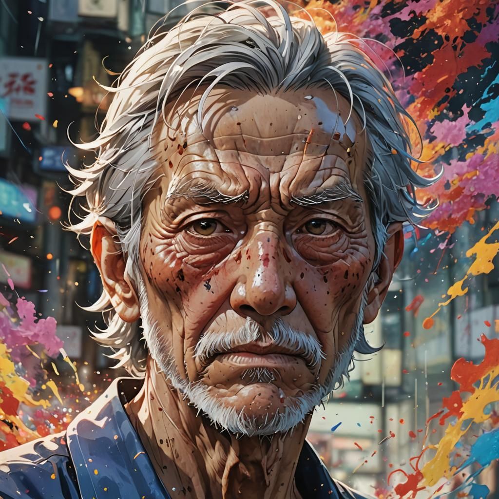 Anime Style Portrait of an Old Man