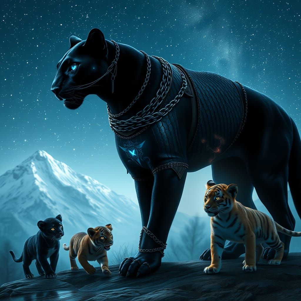 Majestic Shadow Panther in Dragon Scale Armor Teaches Huntin...