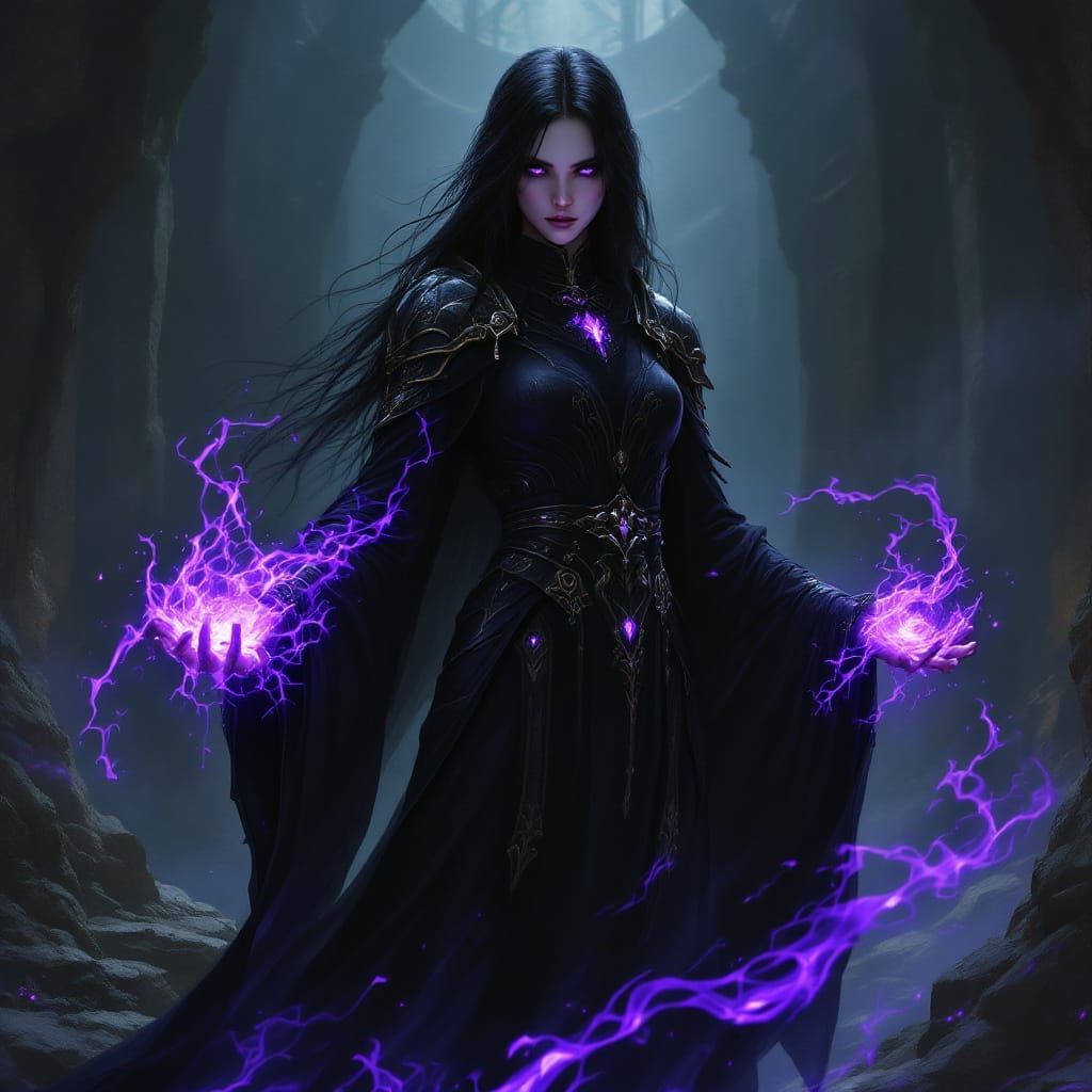 Cleric Commanding Specters in Art Nouveau Style