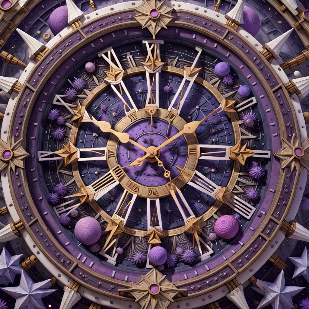 Purple Clock of Shooting Stars