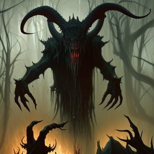 Eldritch Goat-headed Beastman in Gothic Horror Style