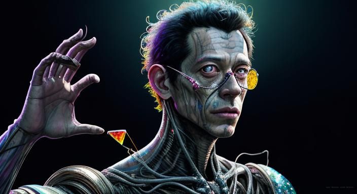 Prismatic Liquid Humanoid: Biopunk Crystal Portrait