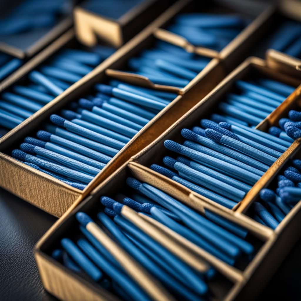 Box of Blue Matches in Hyperrealistic Style