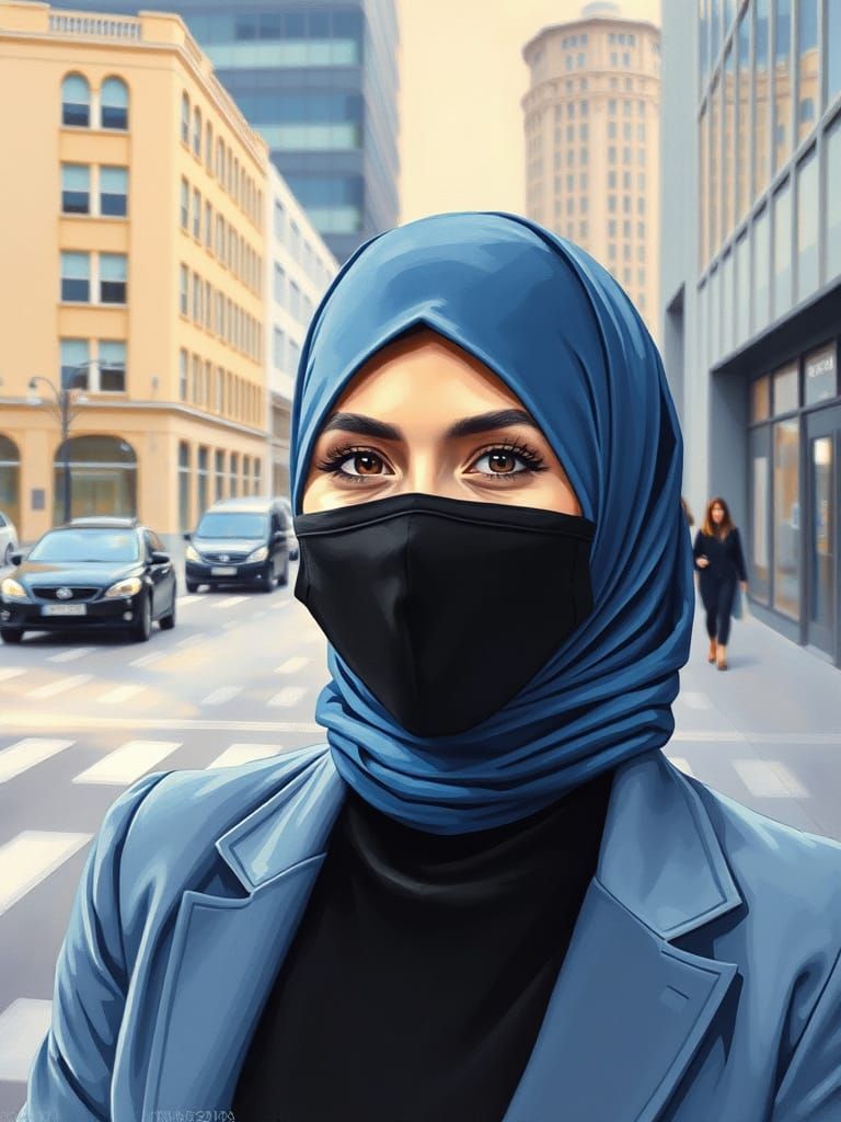 Friendly Hijabi Business Woman in Modern City