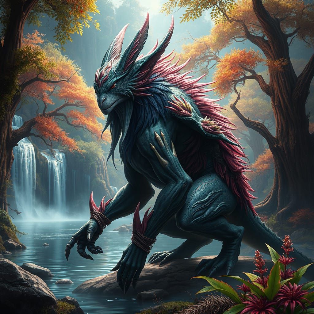 Fantasy Creature with Hybrid Human and Animal Features