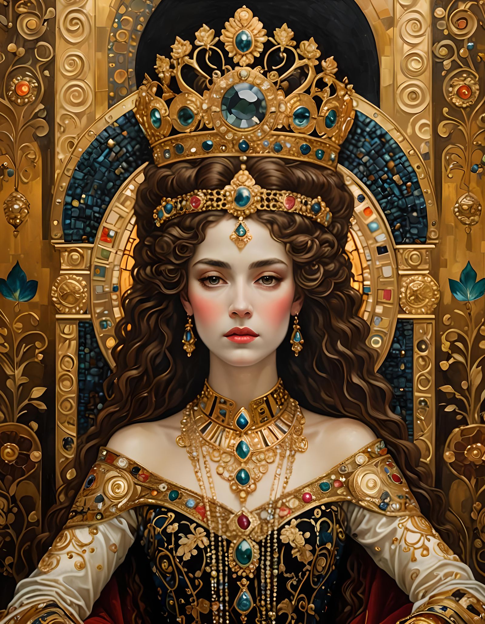 Empress Portrait in Klimt-Inspired Style