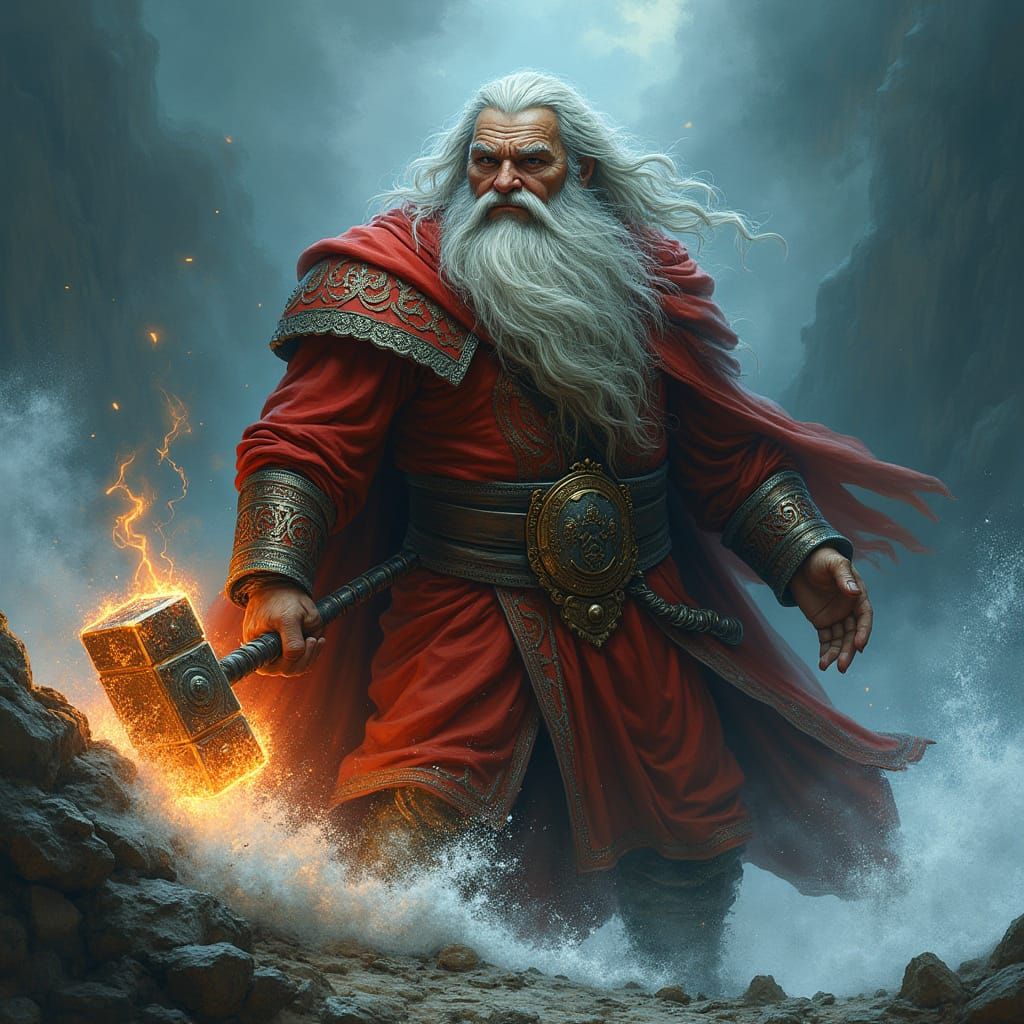 Resilient Dwarf Hero Braces Against Epic Storm