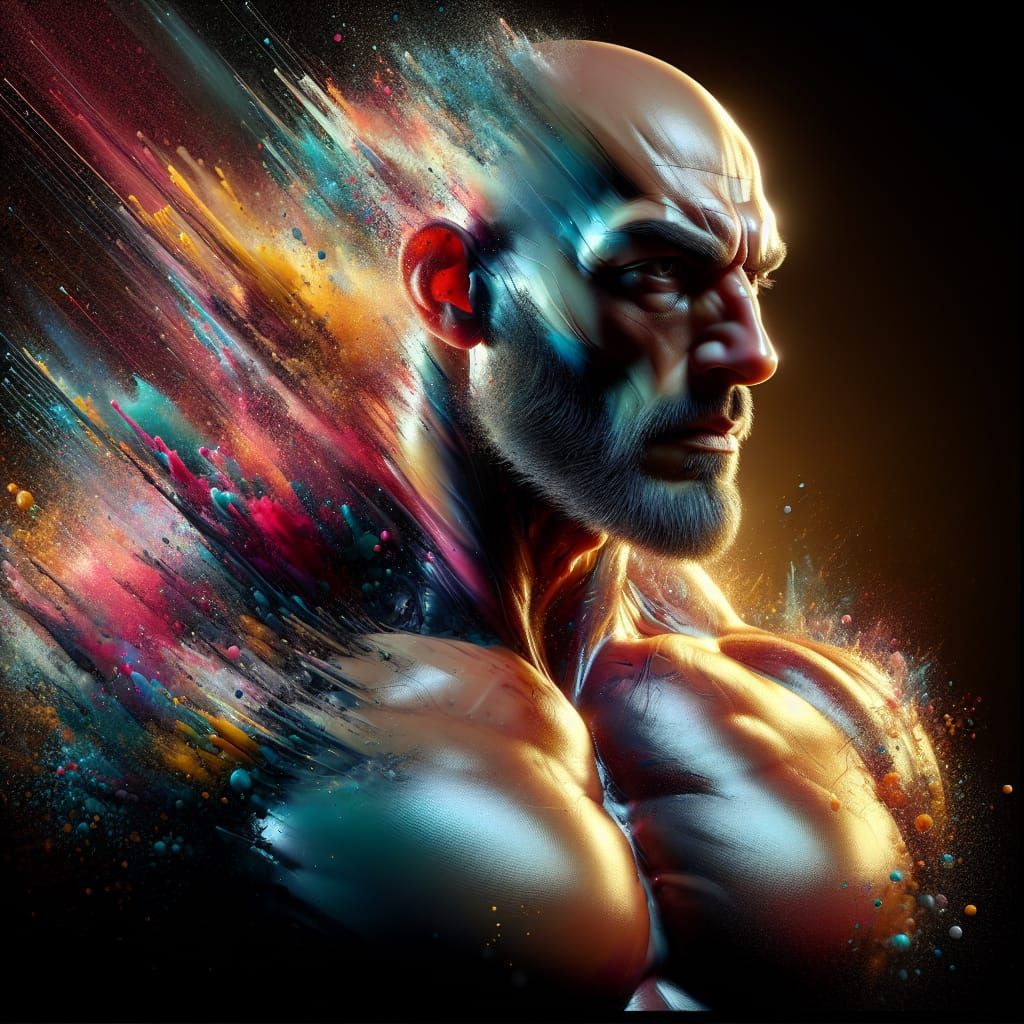 Hyperrealistic Bald Superhero Concept Art