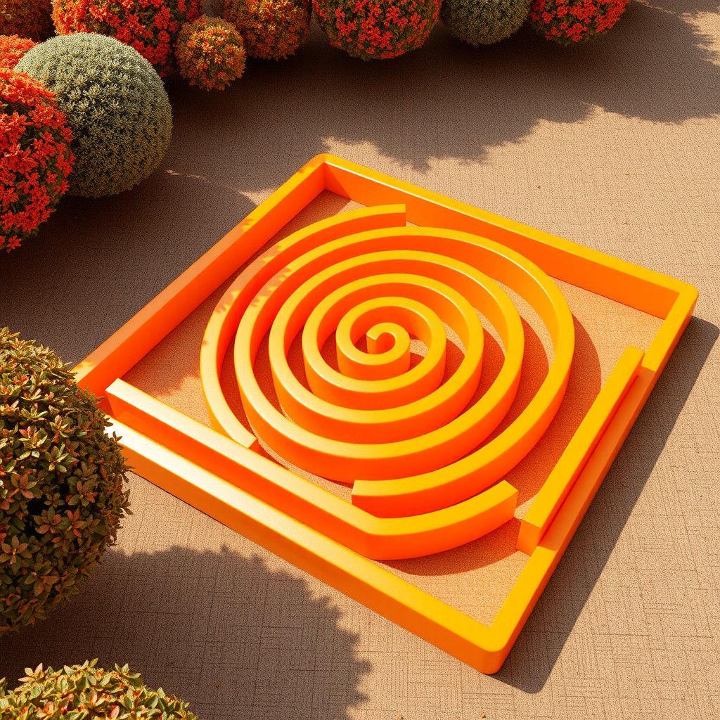 Vibrant Orange Labyrinth in Abstract Colorful Art