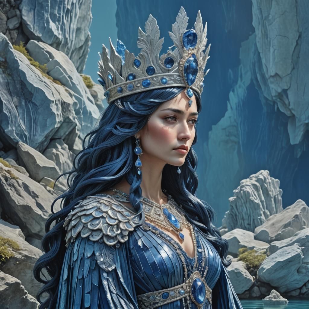 Kyanite Goddess Profile in Hyperrealistic HDR