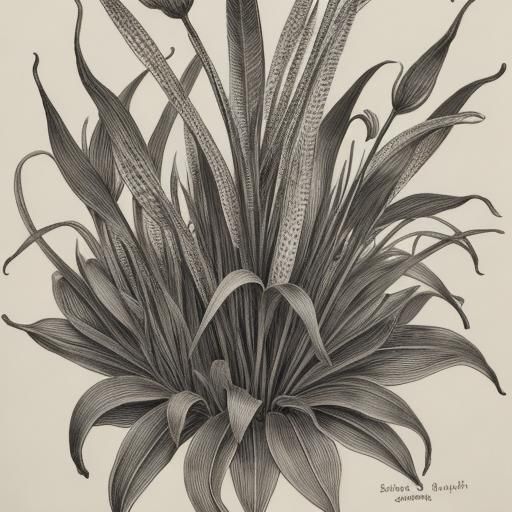 Plantain Grass Botanical Drawing: Renaissance Style
