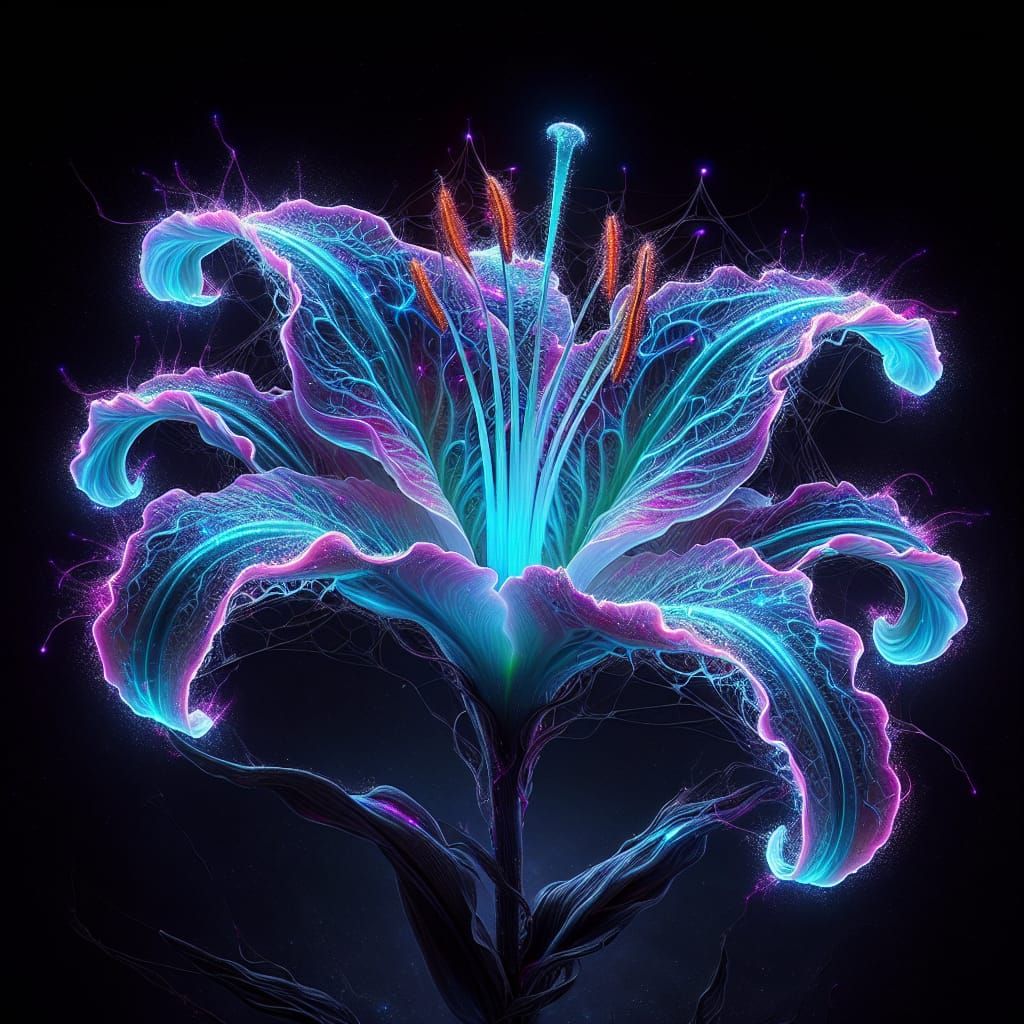Ethereal Lily in Radiant, Cosmic Bloom