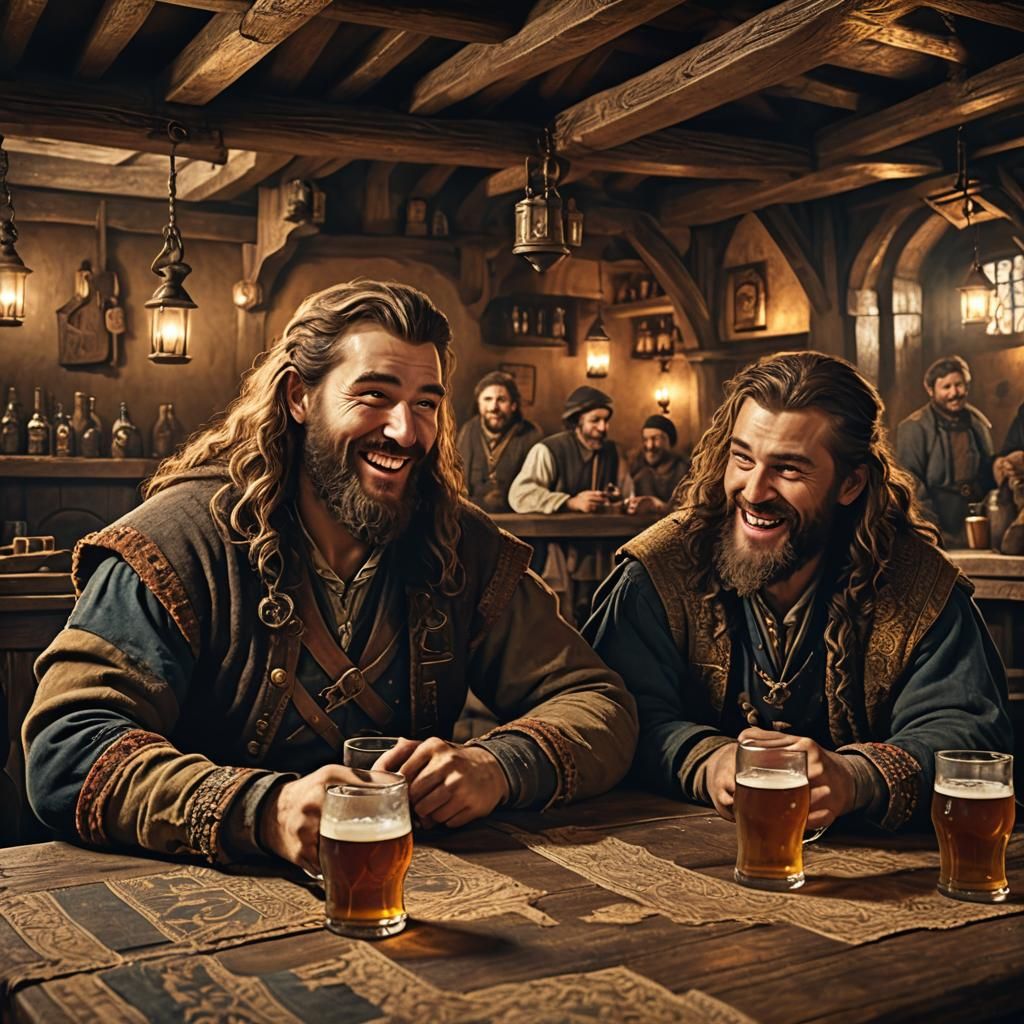 Warriors Laughing in Tavern, Chiaroscuro Style
