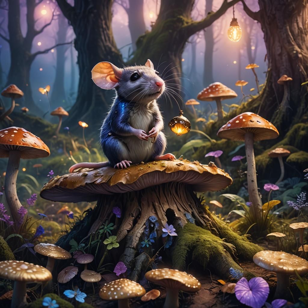 Lonely Rat Child in Mystical Forest Concept Art