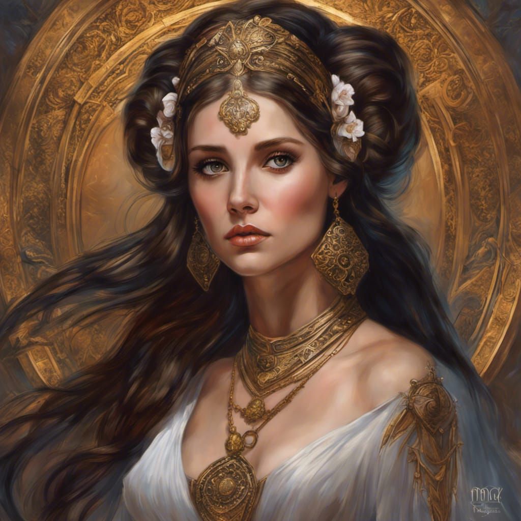 Medieval Princess Leia as Pre-Raphaelite Goddess