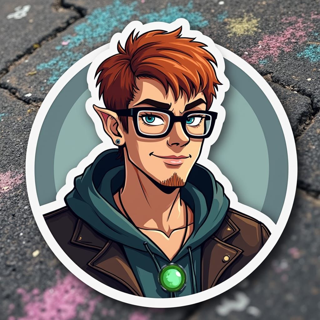 Stylized Portrait of a Half-Elven Man in Urban Fantasy Style
