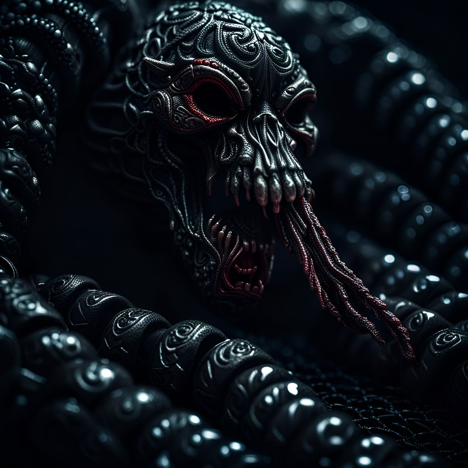 Hyperrealistic Dark Skull with Intricate Details