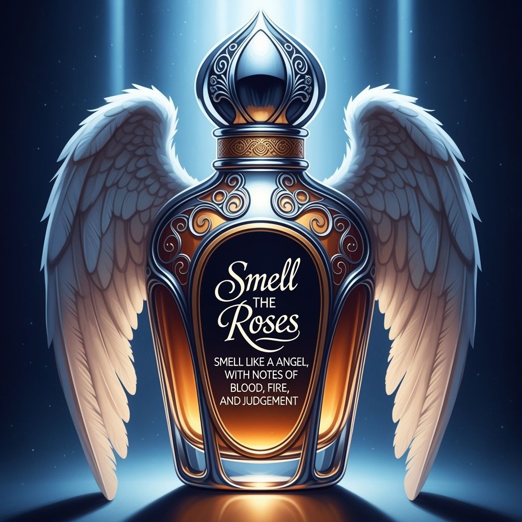 Elegant Perfume Bottle with Angel Wings Ad