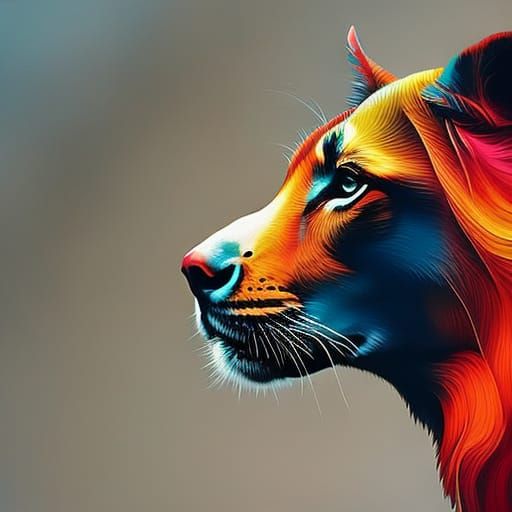 Cosmic Fox in Cubist Style with Nebulae