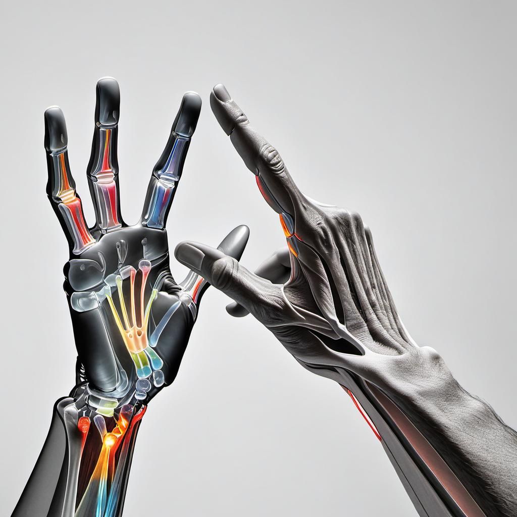 Hyperrealistic Anatomical Drawing of Hands High-Fiving