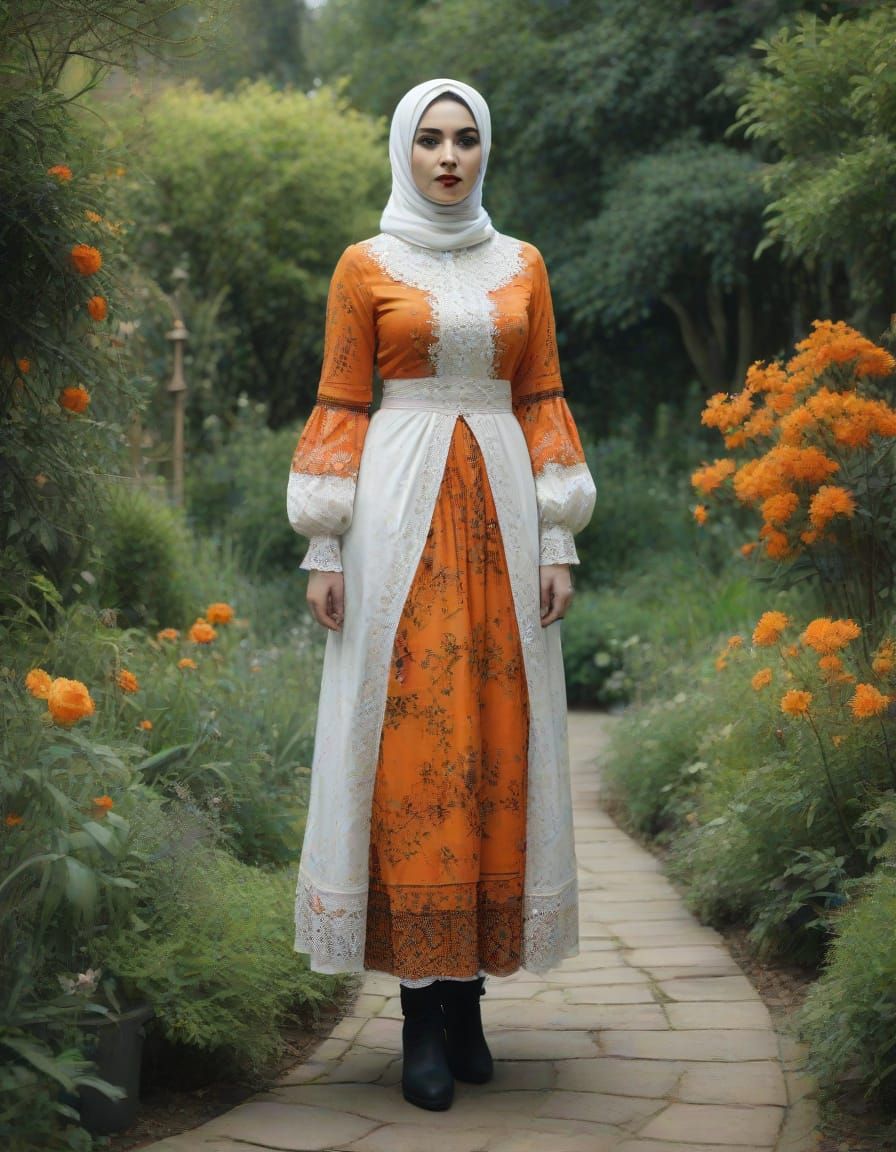 Elegant Victorian Garden Portrait in Gothic Style