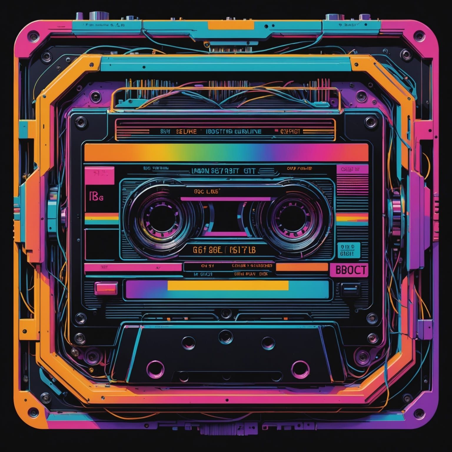 Psychedelic Futurism in RGB Gradient Glitch Art