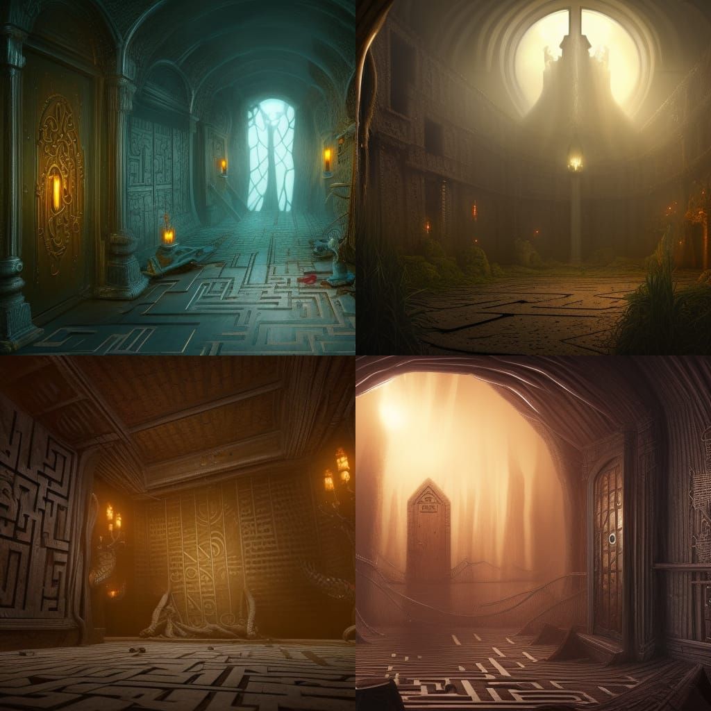 Creepy Locked Room Maze: Detailed Matte Painting