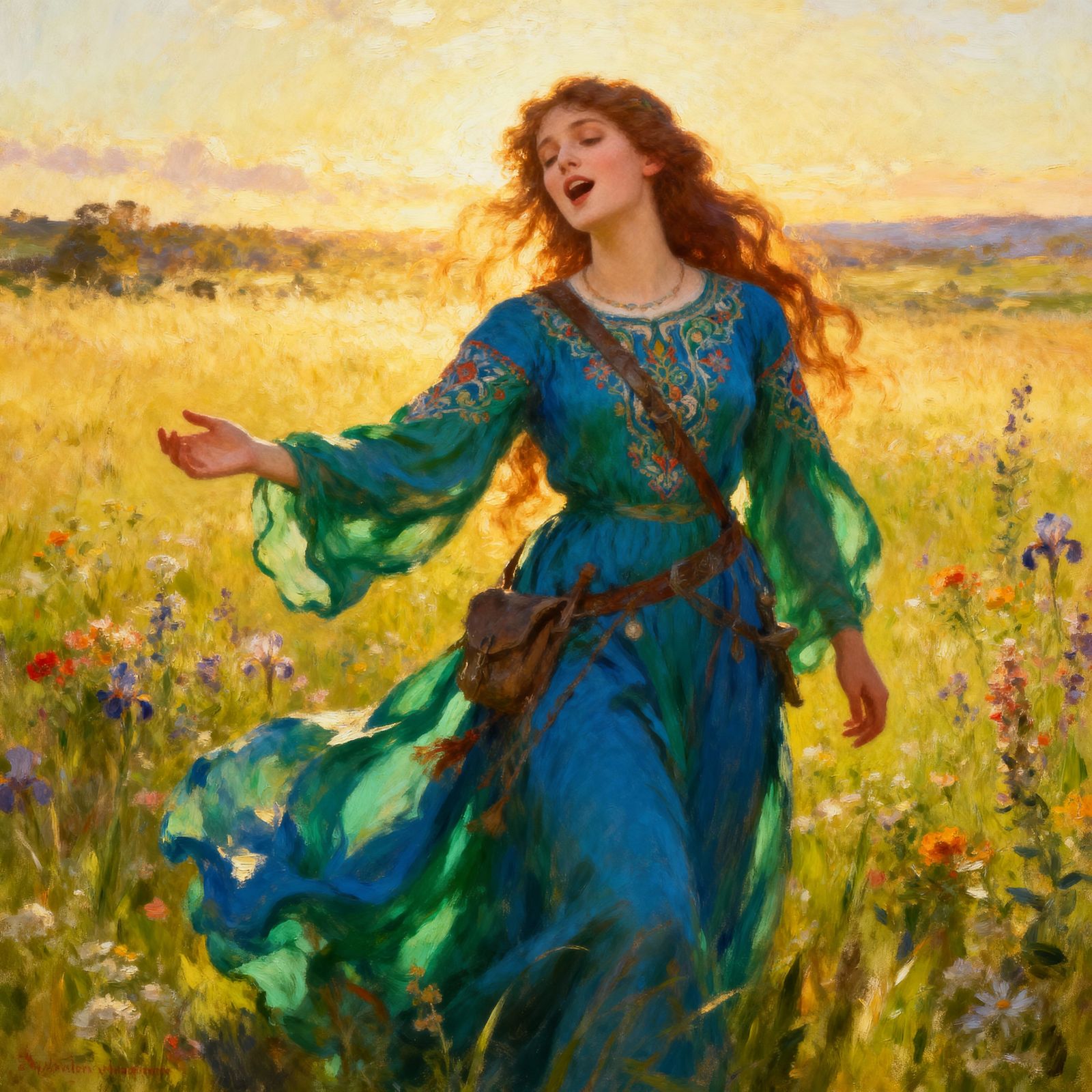 Wandering Maiden Portrait in Oil Painting Style